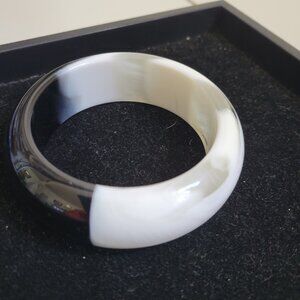 Vintage Large Chunky Black to Ivory Bangle